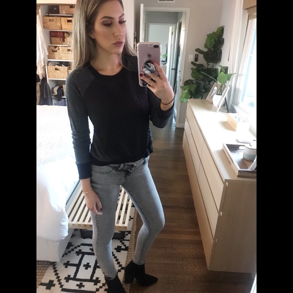 Leather look sweatshirt